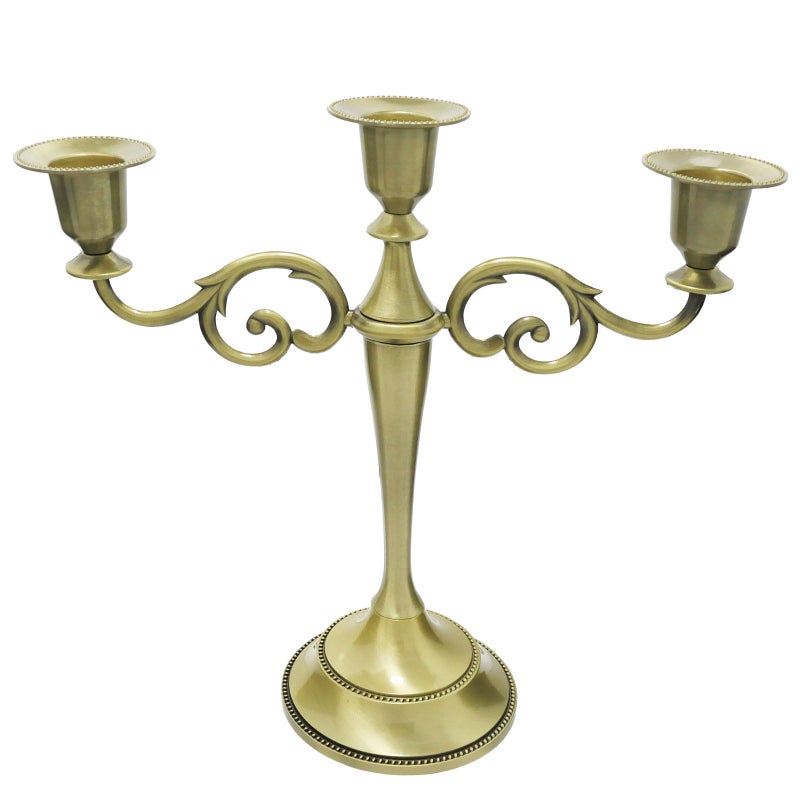 Viscacha 3 Candle Metal Candelabra â€“ Candlesticks Holder for Formal Events, Wedding, Church, Holiday DÃ©cor, Halloween â€“ Taper Candle Holder Stand Centerpiece Elegant Decoration Piece for Table,Bronze - Image 1